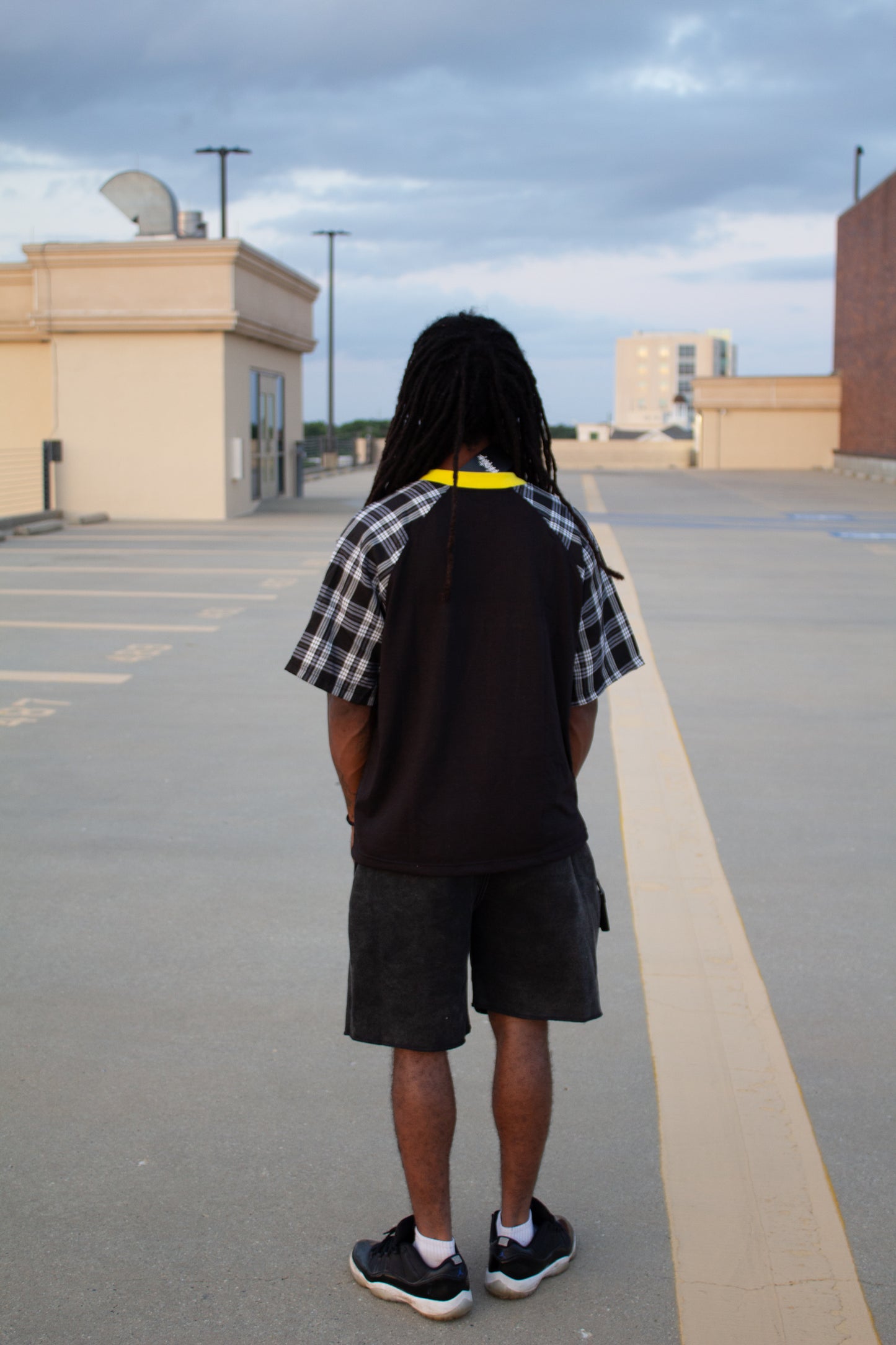 Side flannel with Rhinestones shirt Black Yellow