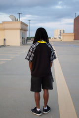 Side flannel with Rhinestones shirt Black Yellow