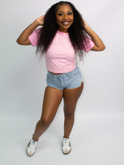 Pink NeverOnTime Baby Tee