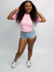 Pink NeverOnTime Baby Tee
