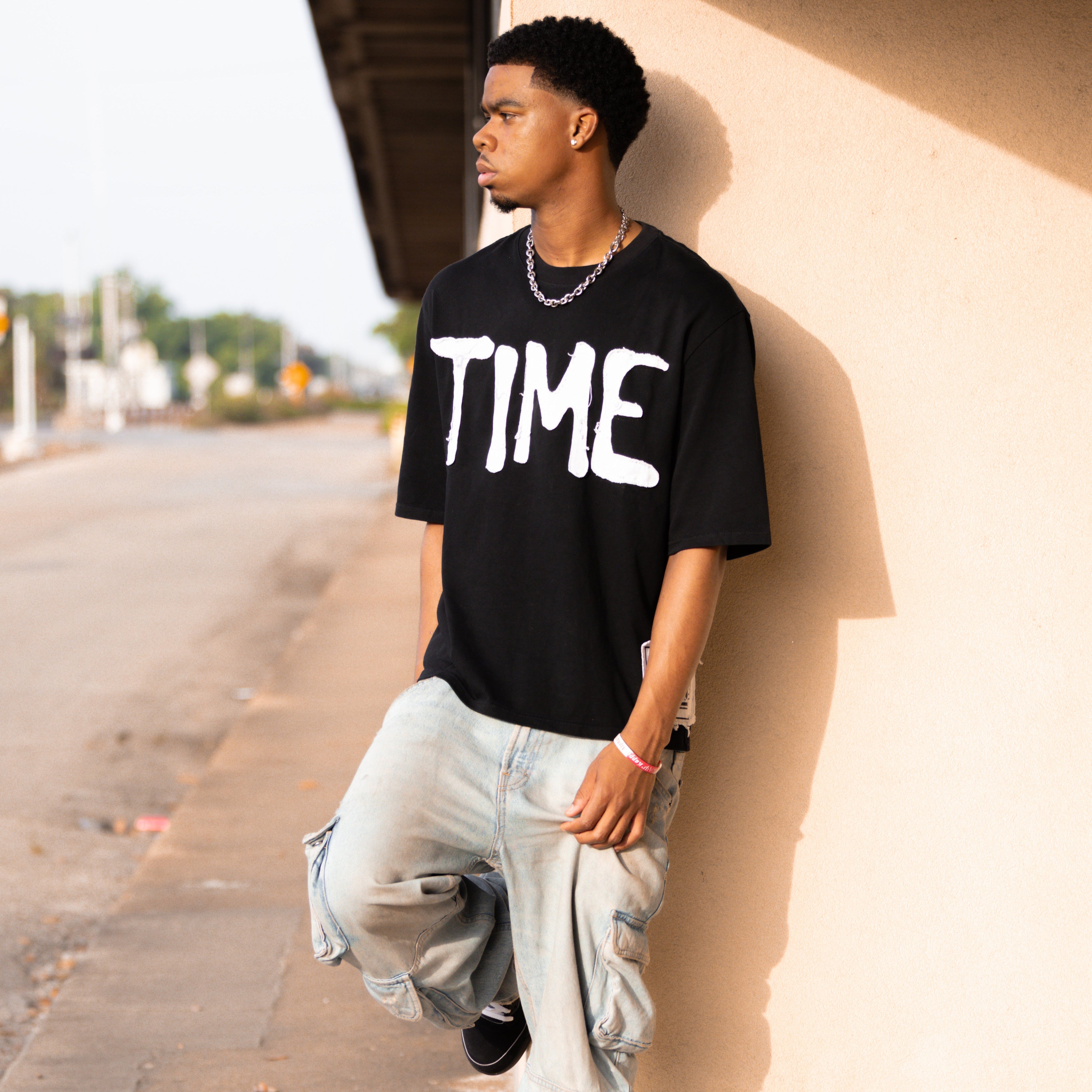 Stitched in TIME TEE Black
