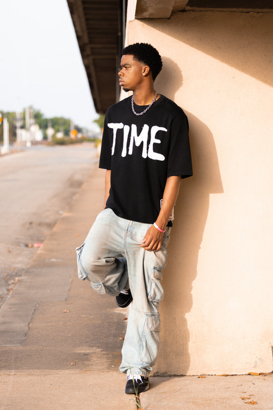 Stitched in TIME TEE Black