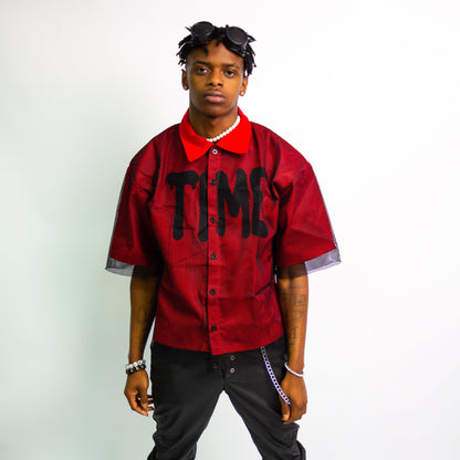Mesh “TIME” Button Up